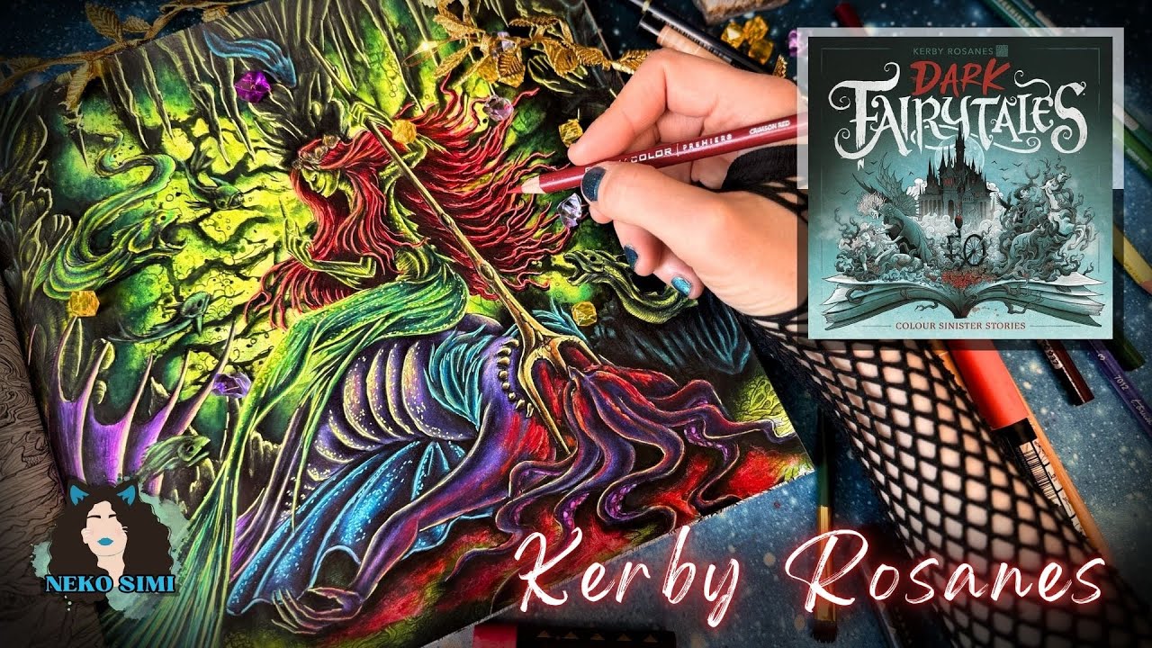 Siren’s Curse in  Kerby Rosanes' Dark Fairytales | Adult Watercolour Colouring