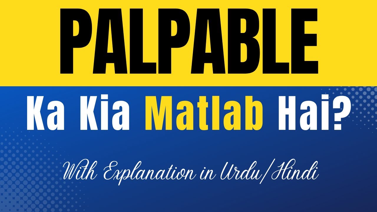 Palpable Meaning in Urdu |'Palpable Ka Kia Matlab Hota Hai'| Urdu/Hindi Explanation Included