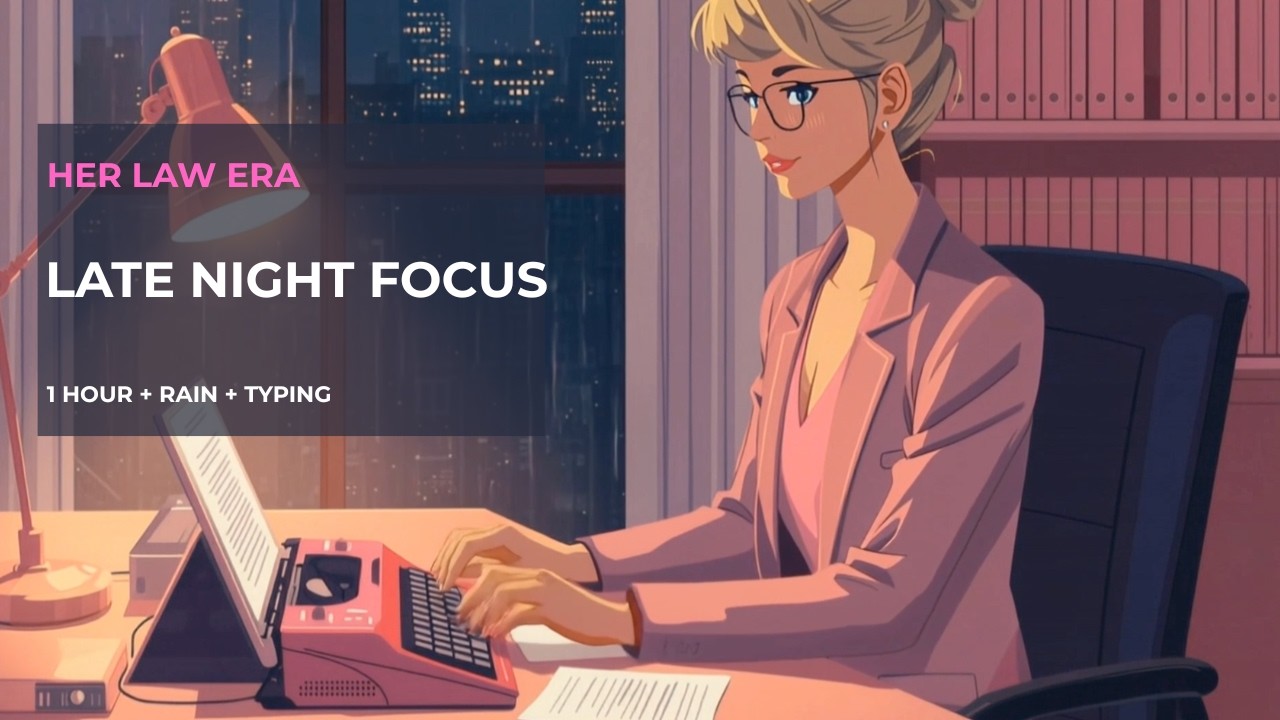 Her Law Era ⚖️ 1 Hour Late Night Law Study Ambience (Rain + Typing | Deep Focus)