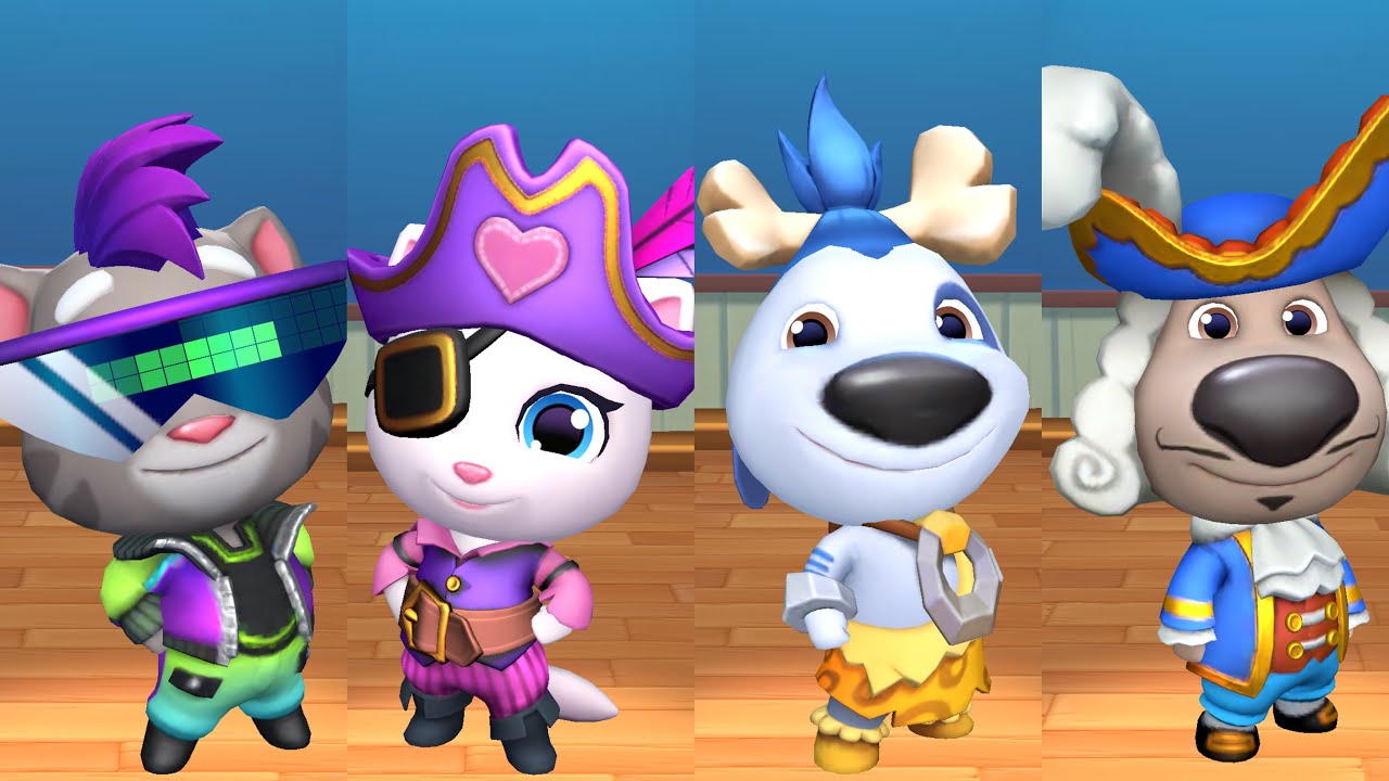 Talking Tom Time Rush Cyber Tom VS Pirate Angela VS Jurassic Hank VS Captain Ben Gameplay