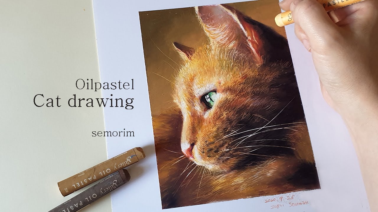 고양이 그리기 (Drawing a cat) [오일파스텔/Oil Pastel] / 동물화 | 세모림 semorim