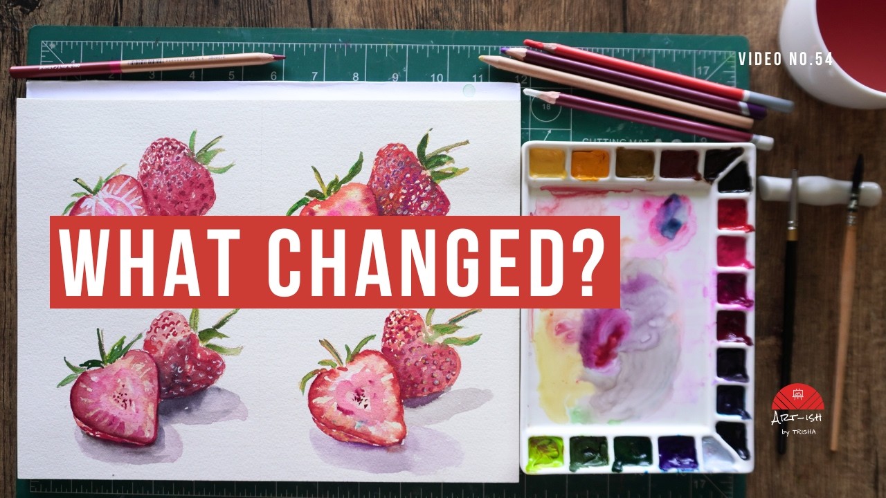 How Repetition Builds Confidence | Painting Strawberries in Watercolour & Mixed Media