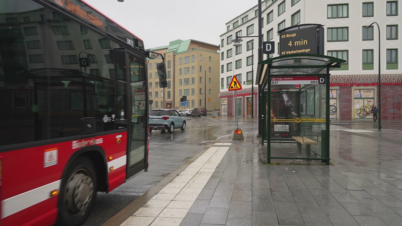 Sweden, Stockholm, bus 837 ride from Vega Train Station to Port73 shopping center