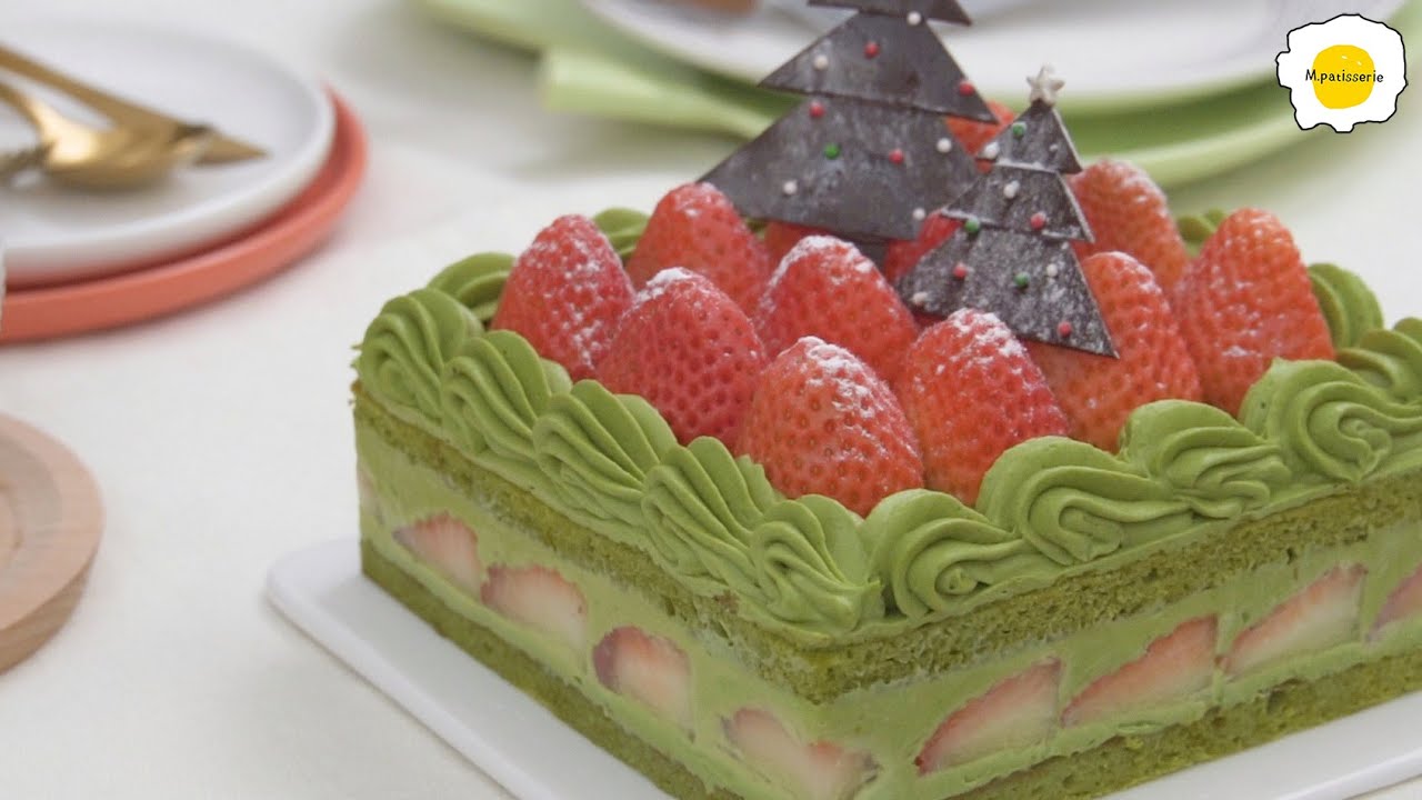 Рождественский торт с фисташками и клубникой АСМР