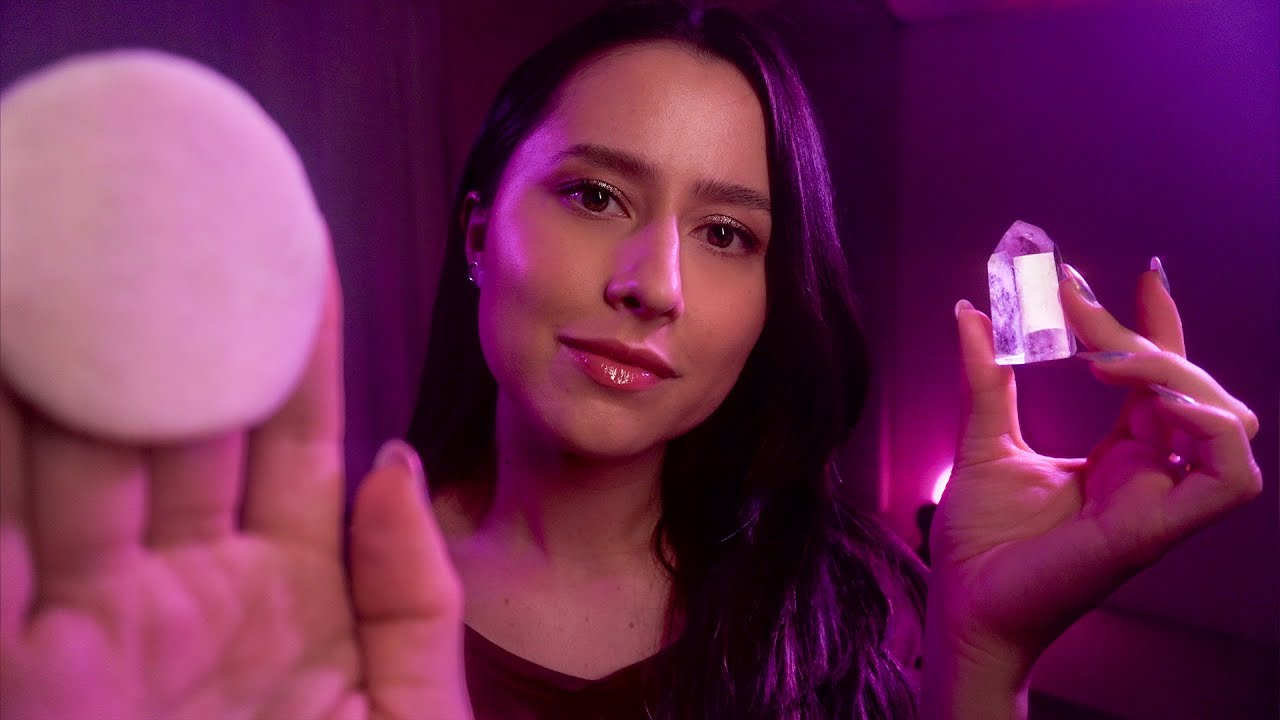 ASMR Personal attention for sleep, no talking 🌧 face brushing, crystal, massage, fabric, tktk, shsh