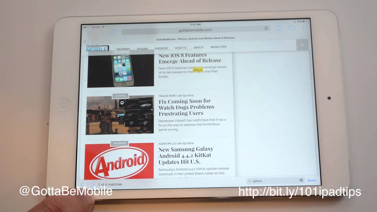 How to Search a Webpage for a Word on the iPad
