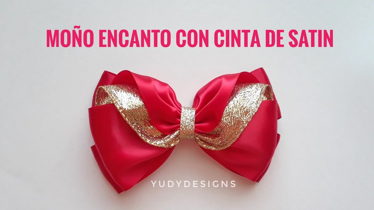 Como hacer el Moño Encanto para Niñas con listón. Moño Navideño |  How to make a ribbon hair bow