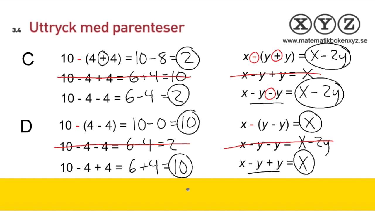 Y 3.4 Uttryck med parenteser