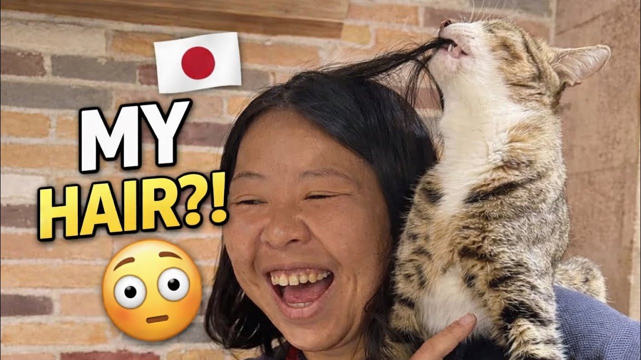 A Cat Tried to Eat My Hair 😳 | Japanese Cat Cafe｜猫カフェで猫に髪の毛食べられた