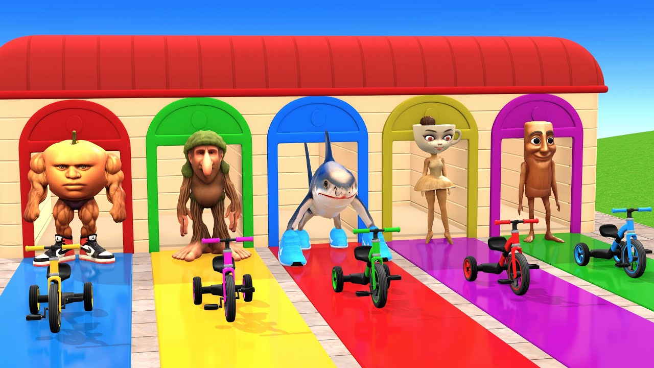 Long Slide Game with Cow Elephant Gorilla Hippopotamus Tiger 3d Animal Game Funny 3d Animals