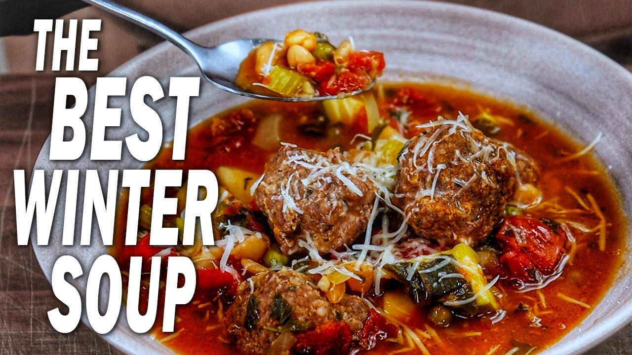 The BEST Winter Soup I've Ever Made - Meatball Minestrone Soup