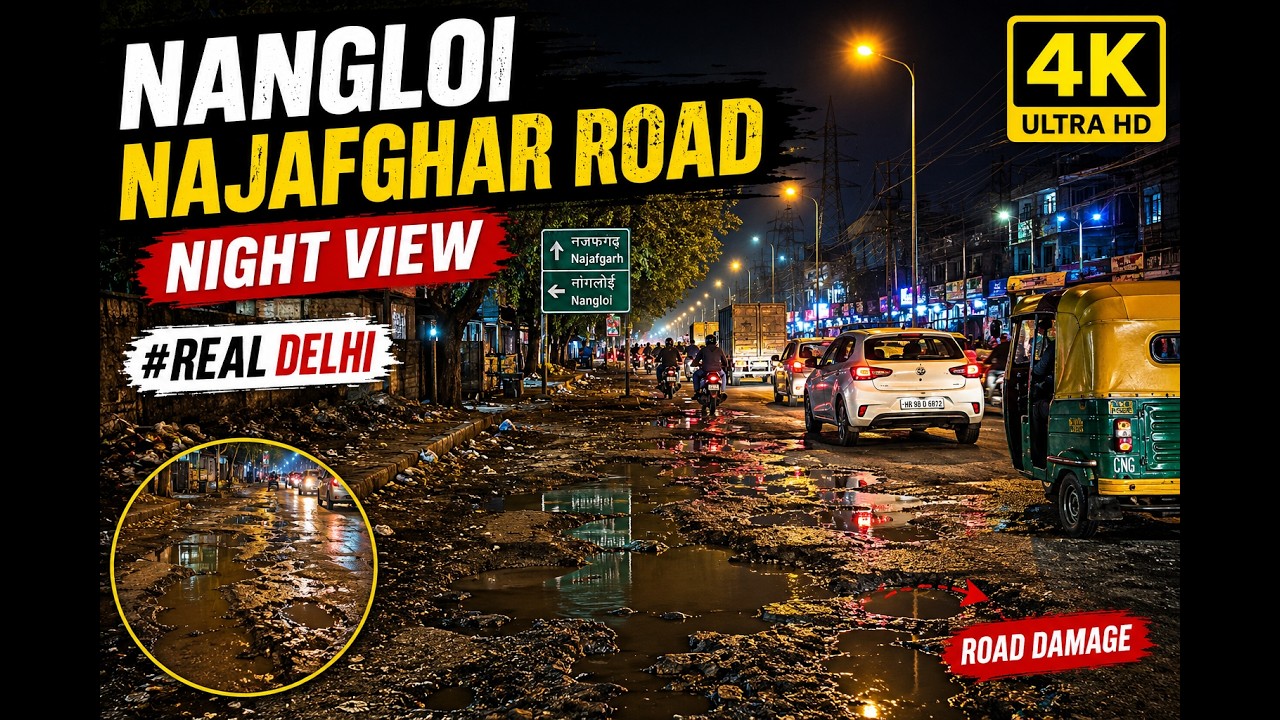 Nangloi Najafgarh Road Reality at Night 😱 | Delhi Street View 4K