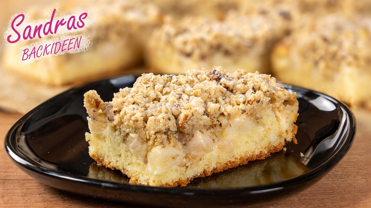Apfelkuchen mit Nuss-Streuseln &ndash; super saftig und knusprig!