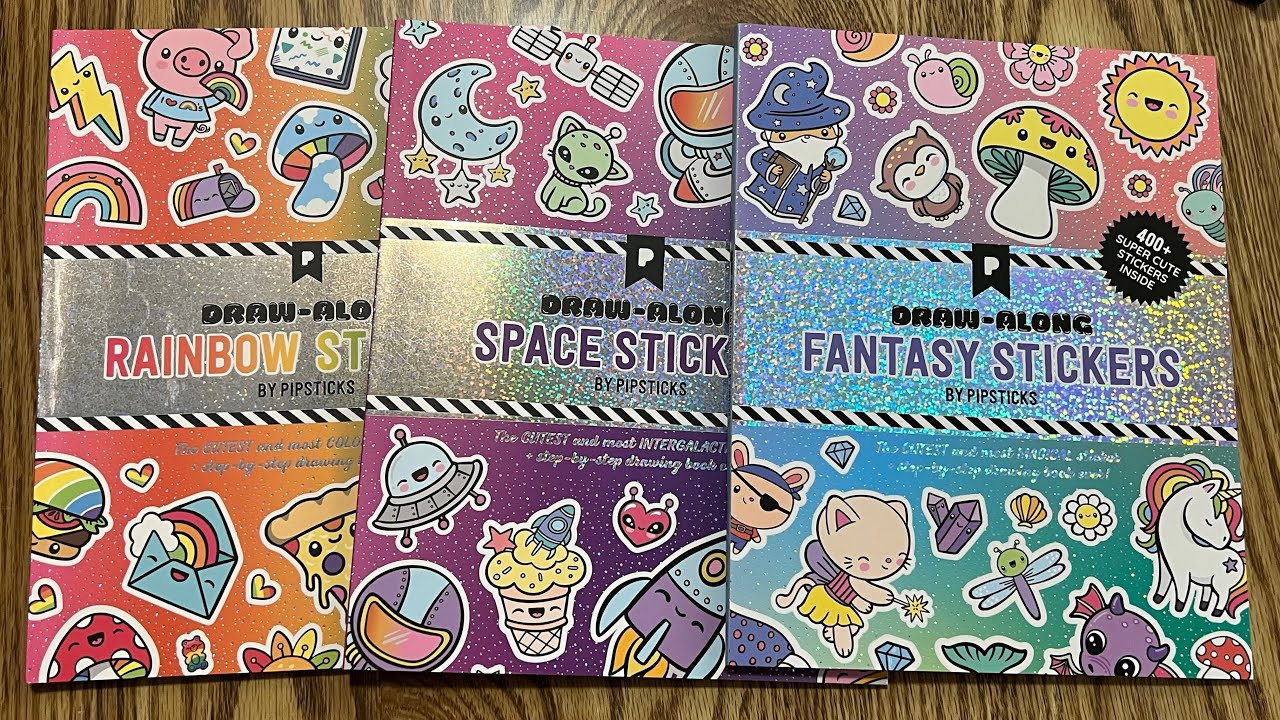 New Pipsticks Draw a Long Sticker Books Flip through