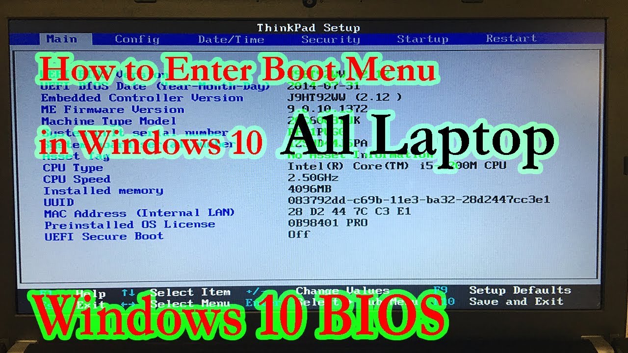 How to get the Boot menu or BIOS on a Windows 10 PC