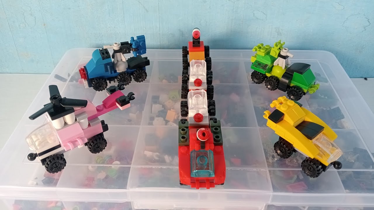 Mainan LEGO Transformers Kereta Api, Helikopter, Dump Truk Militer, Mobil Turbo, Truk Pemadam 