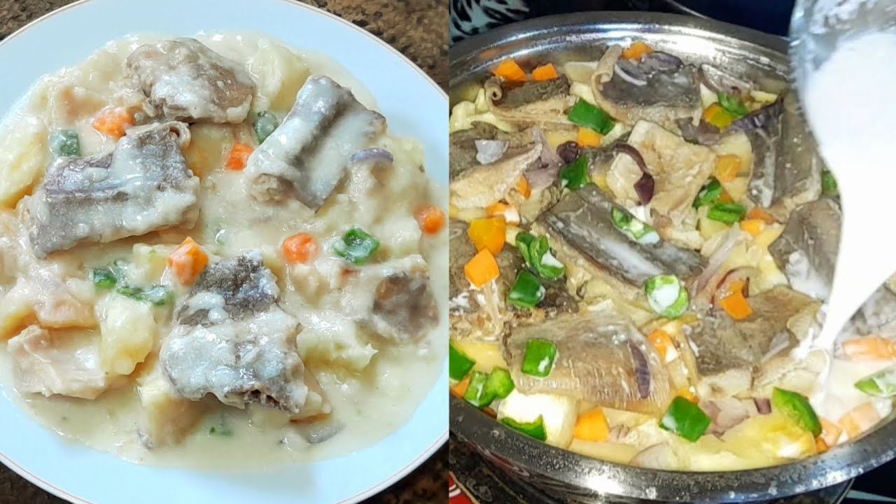 Jinsi ya kupika muhogo wa nazi kwa samaki papa/how to cook cassava in coconut with shark fish.