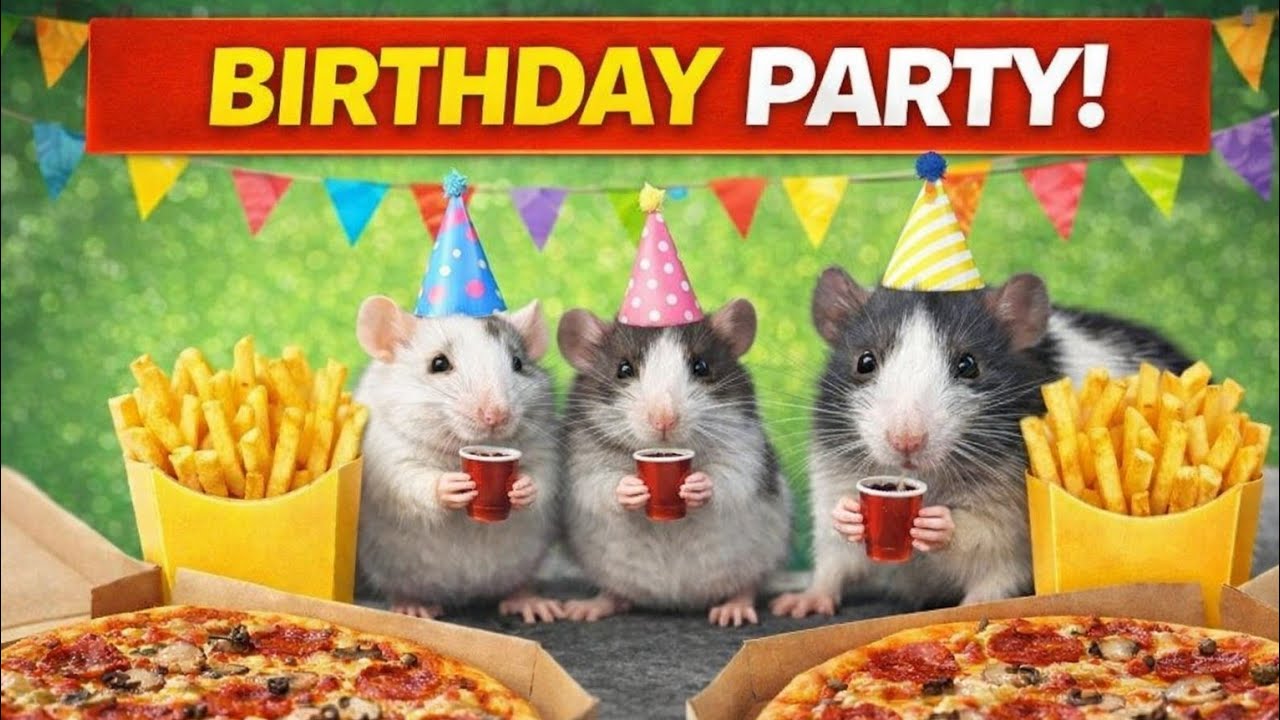 🎉 My Pet Rat’s BIRTHDAY PARTY 🐭🍕 | Pizza, Snacks & Cute Chaos!#ratbirthday #petrats #cuteanimals