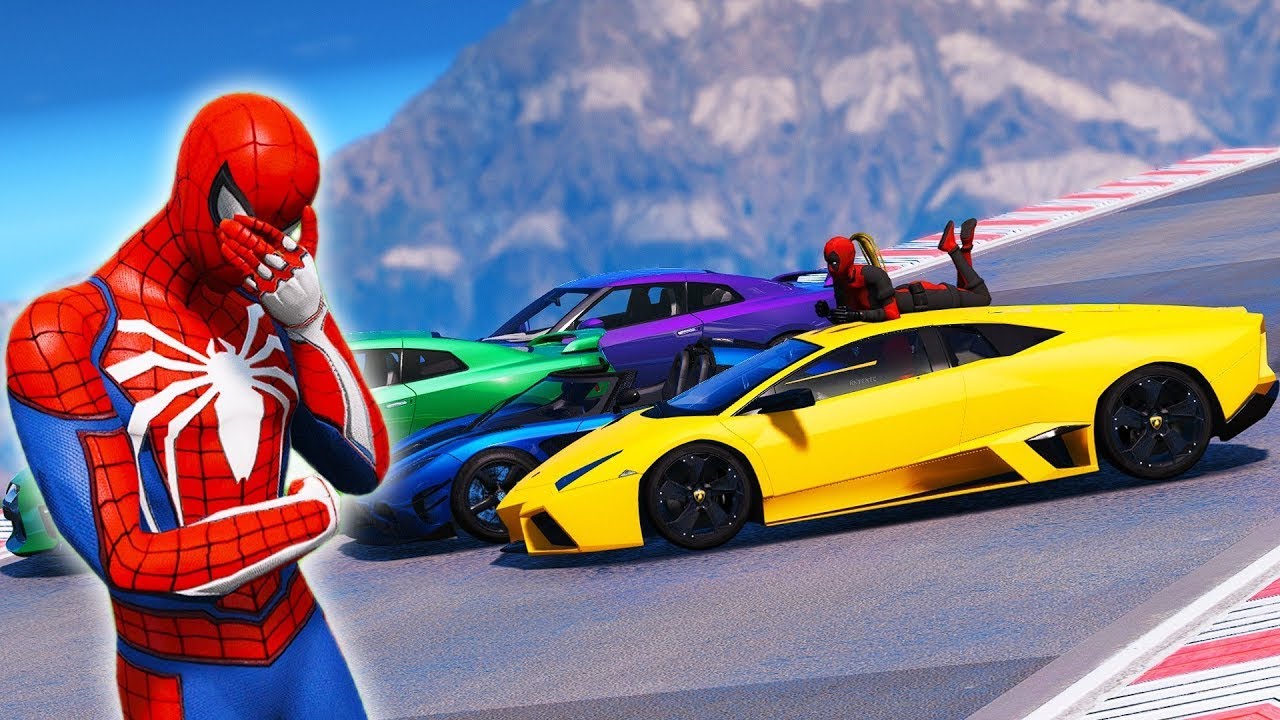 SPIDERMAN GTA 5 Cars Racing Challenge |  SPIDERMAN Jumps/Fails ep.32 (Funny Moments)