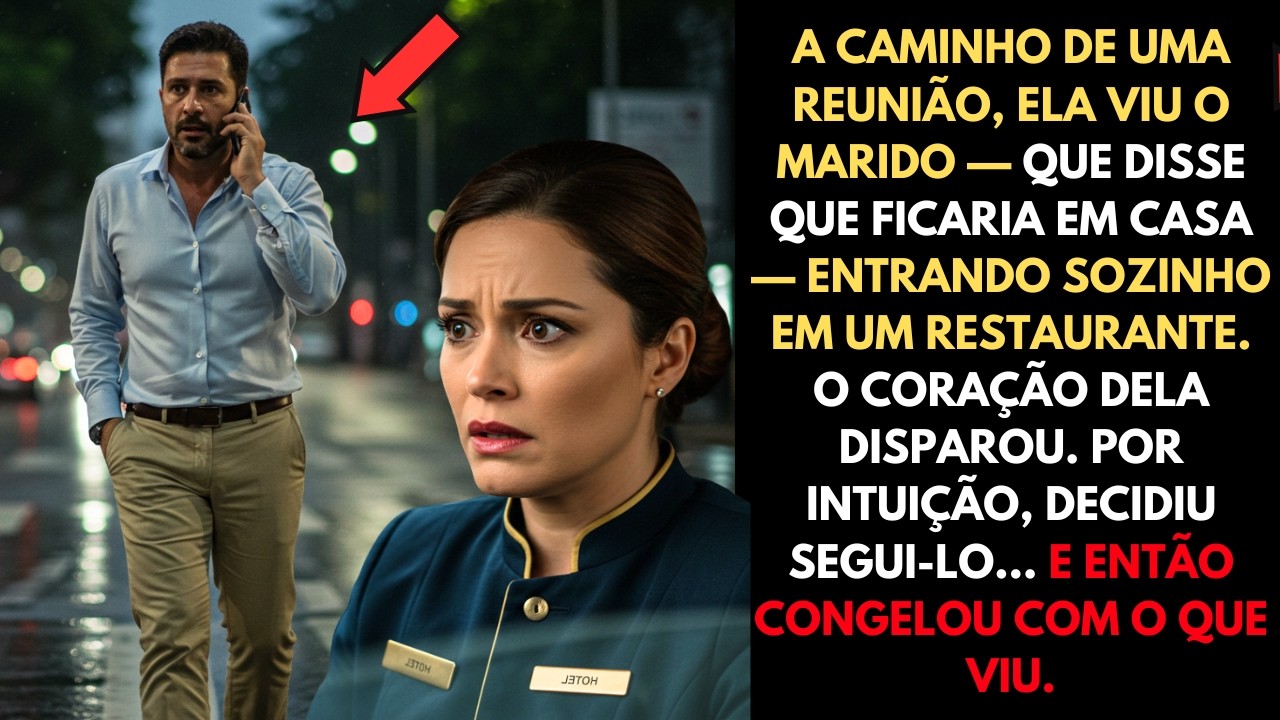 ELA IA PARA UMA REUNIÃO MAS VIU O MARIDO ENTRANDO NUM RESTAURANTE - ELA FOI ATRÁS DELE E CONGELOU
