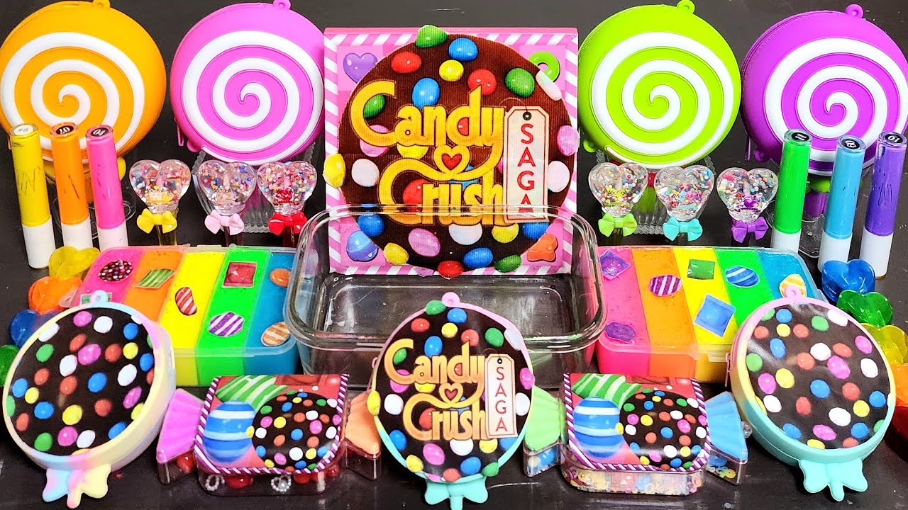 Candy Crush Saga Game SlimeMixing Makeup,Parts,Glitter Into Slime #ASMR#satisfying#slime