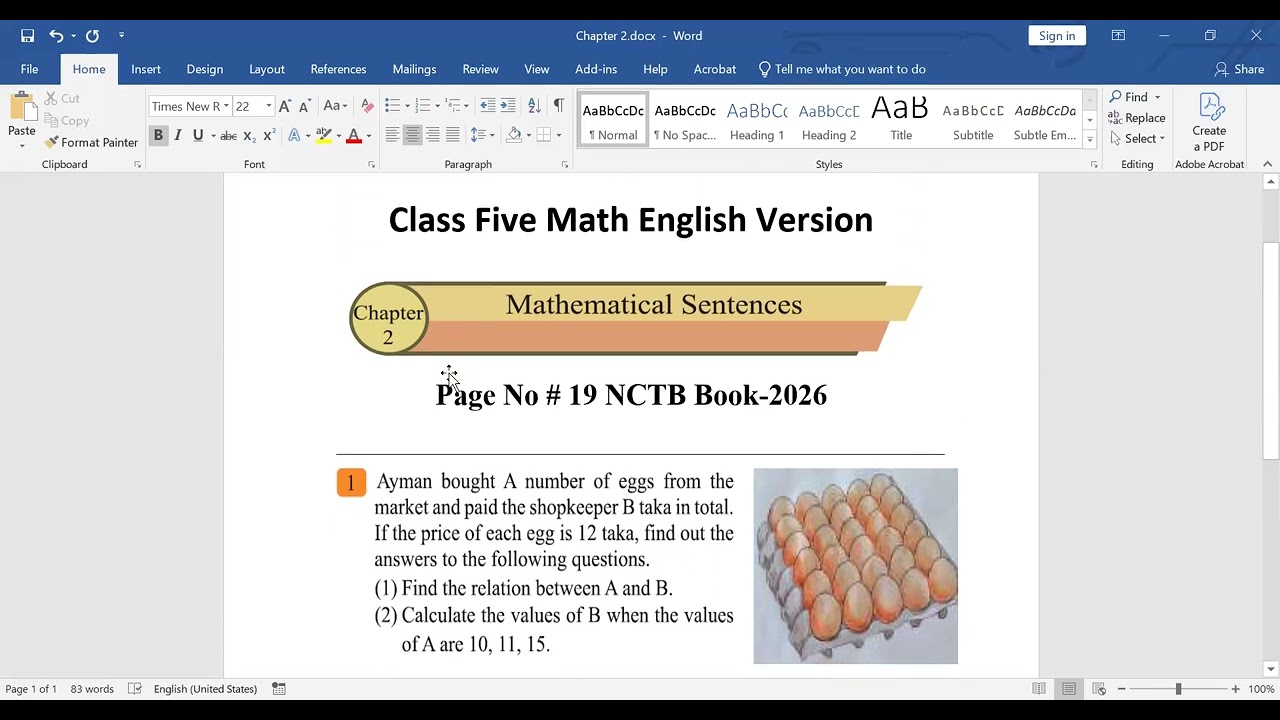 Class 5 Math Chapter 2 | Mathematical Sentences | English Version | NCTB 2026 Page 19