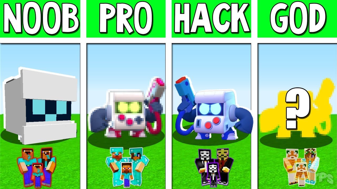 Minecraft Battle : 8 BIT BUILD BRAWL STARS CHALLENGE - NOOB vs PRO vs HACKER Minecraft Animation