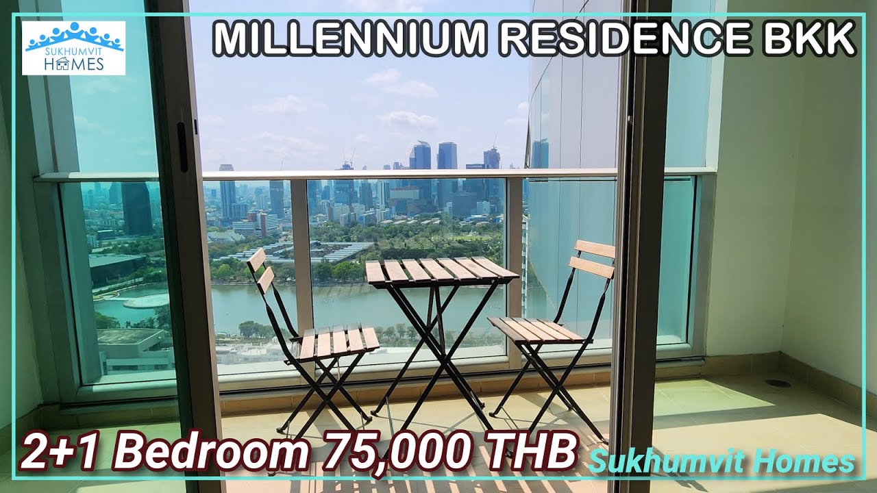 32nd Floor Luxury 2+1 Condo For Rent Millennium Residence Bangkok 75,000 THB