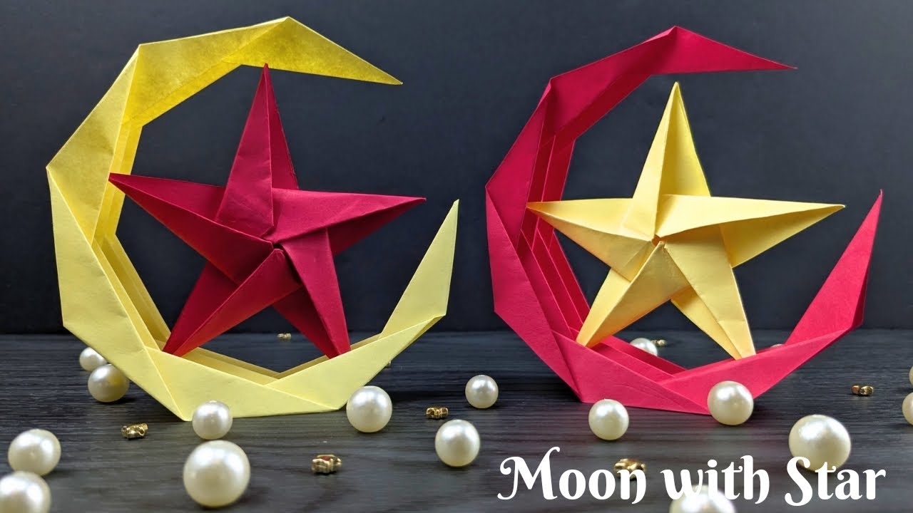 How to make Moon and star with paper / Ramadan Craft / Ramadan decoration ideas #papercraft #diy