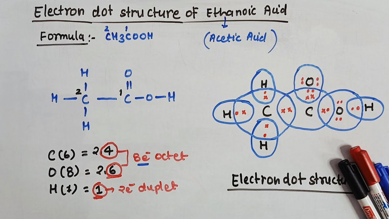 Electron dot structure of ethanoic acid (acetic acid) l class 10th l chemistry l