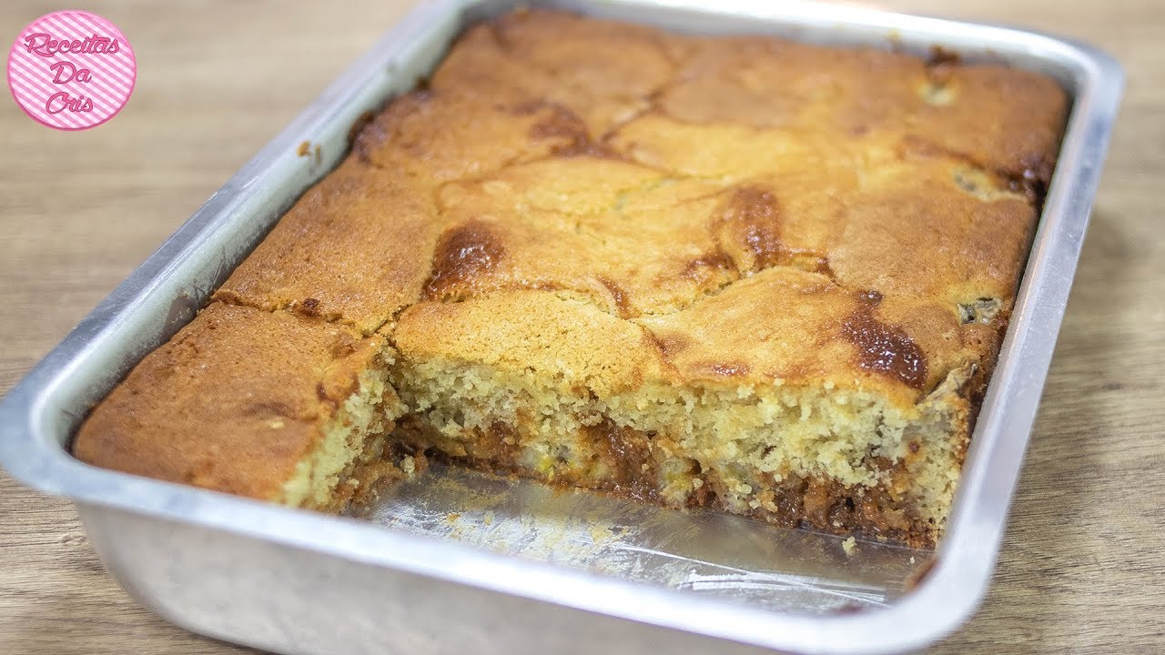 BOLO MAGICO DE BANANA COM DOCE DE LEITE | RECEITAS DA CRIS