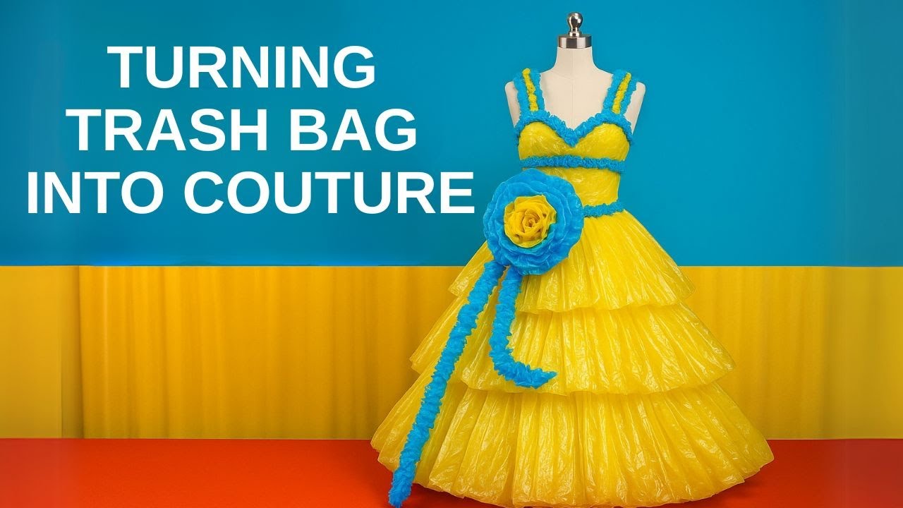 Turning Trash Bags Into Couture 👗♻️ | Plastic Bag Dress Design