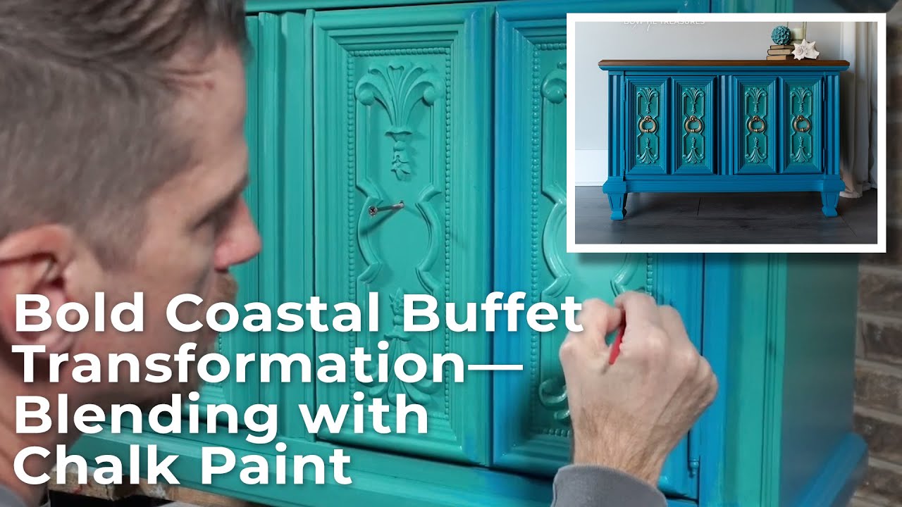 Bold Coastal Buffet Transformation—Painting & Blending with Dixie Belle Paint!