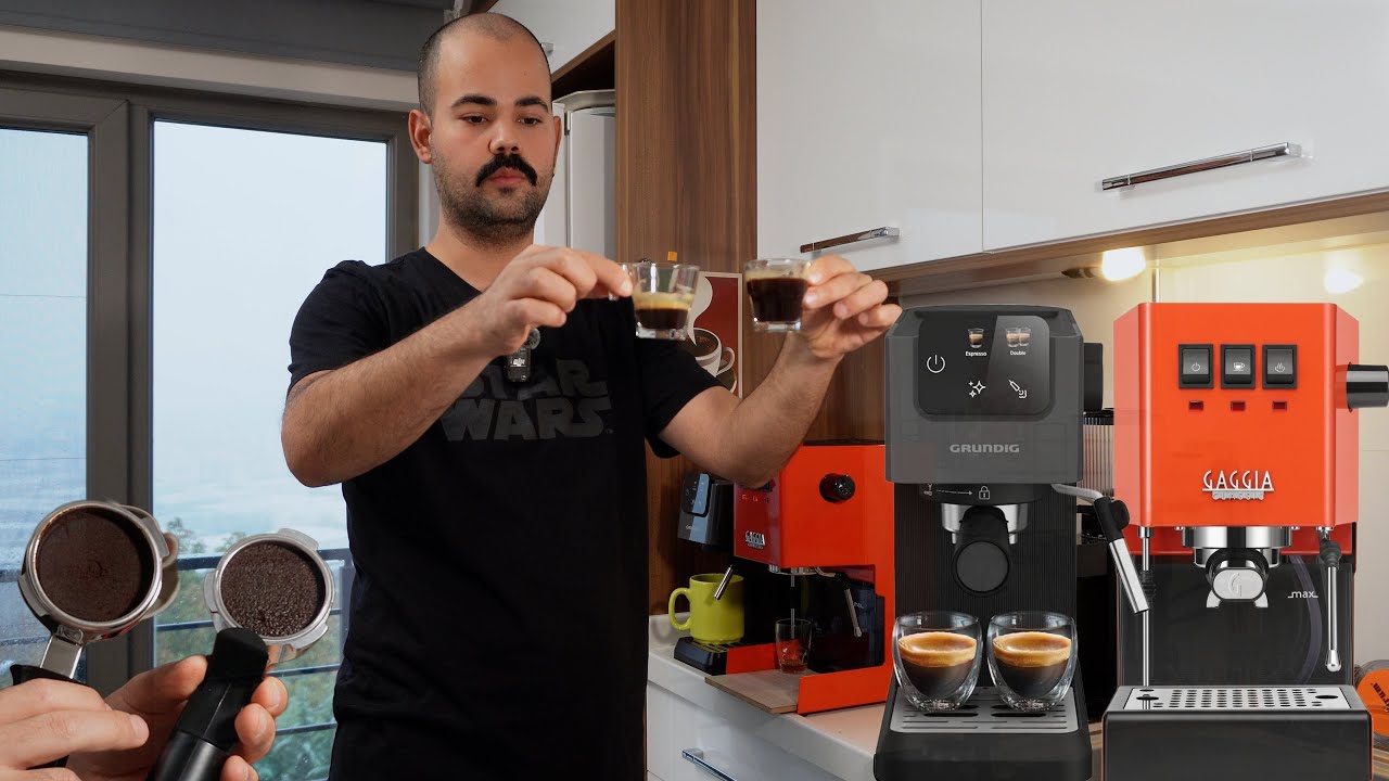 Grundig ve Gaggia kahve makinesiyle aynı anda kahve yapıyorum