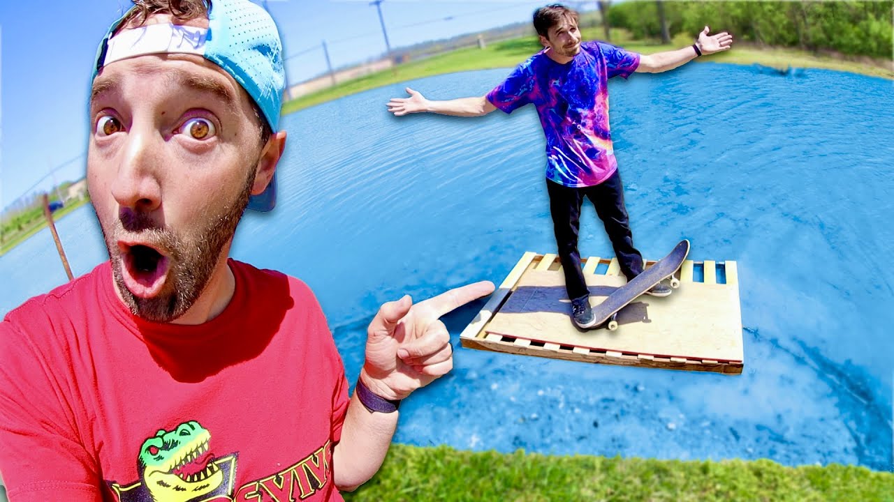 We Made Him Skateboard On A Lake.