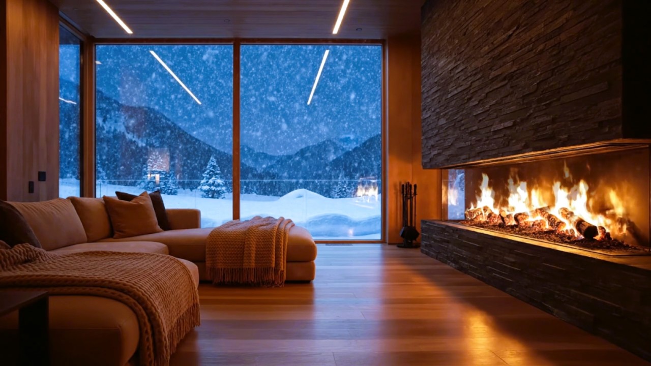 Silent Winter Cabin 2026 • Crackling Fire, No Music & Night Ambience for Deep Sleep