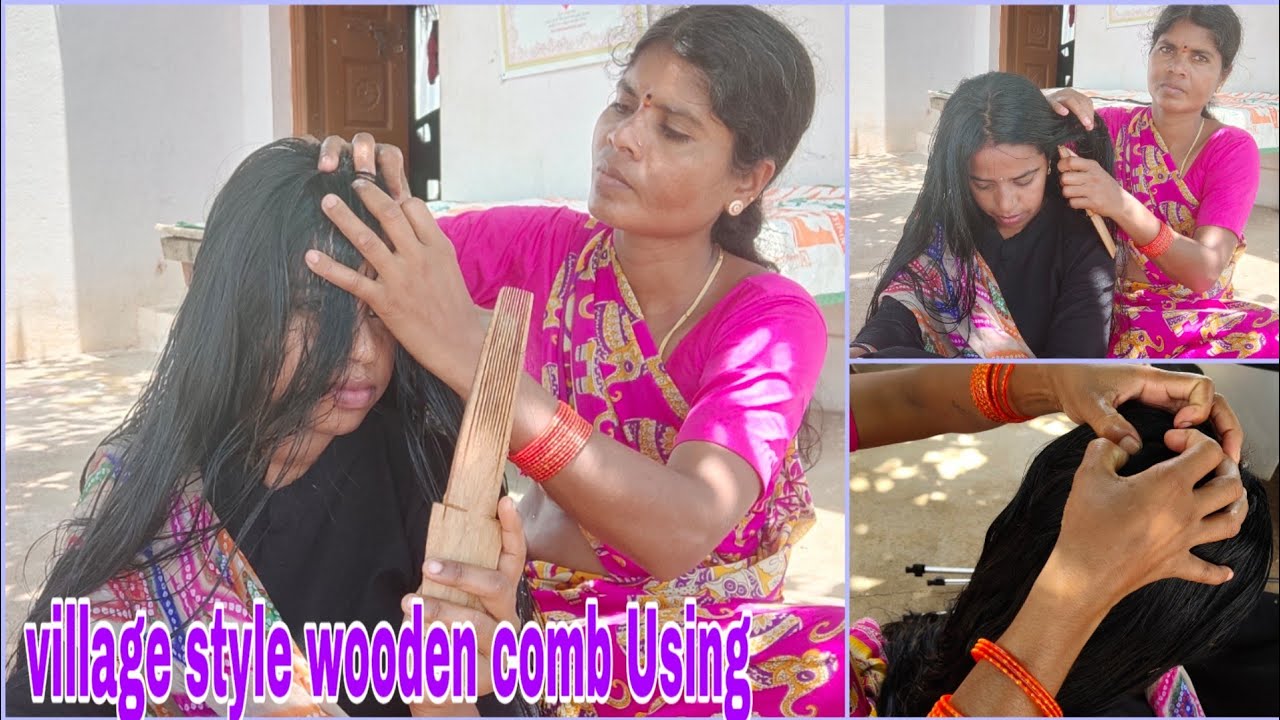 Village style Nitpicking/Lice picking || my long hair lice picking ||Using Wooden comb village style