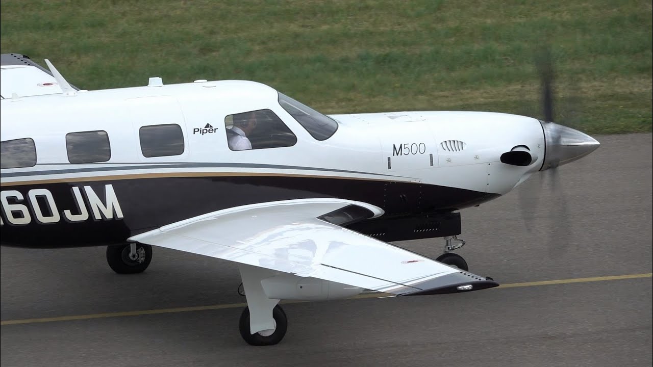 Piper PA 46 M500 Meridian   start up and take off at Nancy Essey airport LFSN
