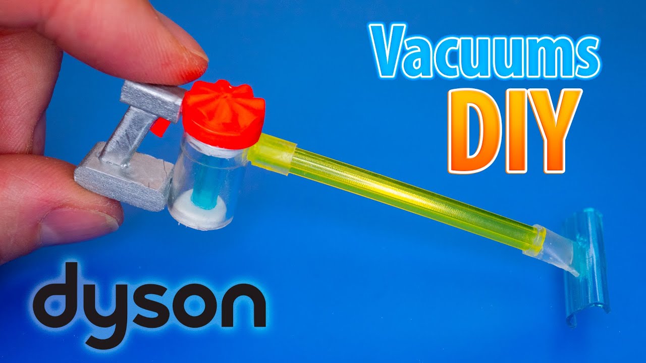 DIY How to make mini Vacuum Dyson Cleaner for Barbie Dollhouse CRAFTS and HACKS