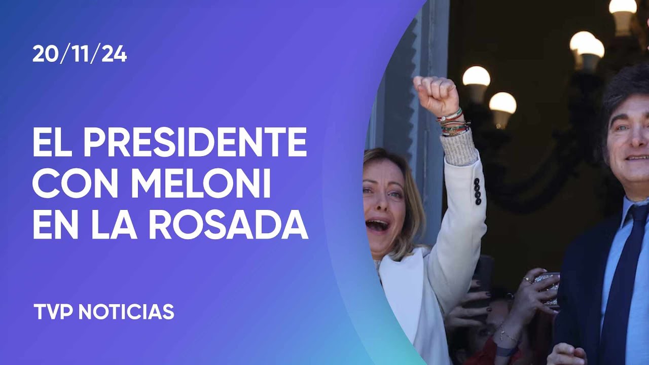 Milei y Meloni saludaron desde el balcón de la Casa Rosada