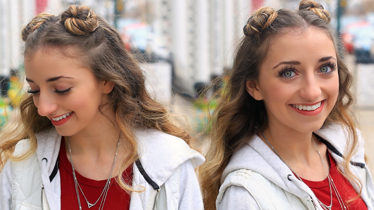 Brooklyn's Double-Bun Half Up Hairstyle & HAIR HACK | Cute Girls Hairstyles Tutorial