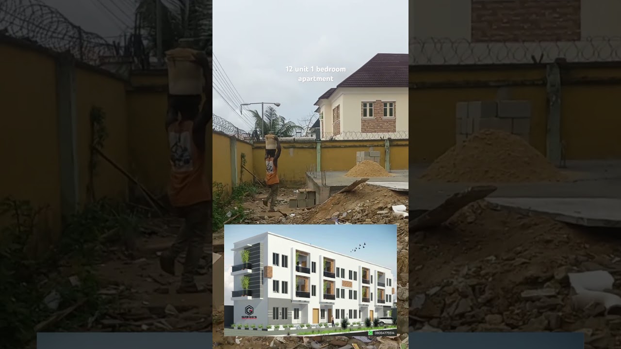1 bedroom apartment design, 12 units in total, the project is currently going on in Sangotedo Lagos