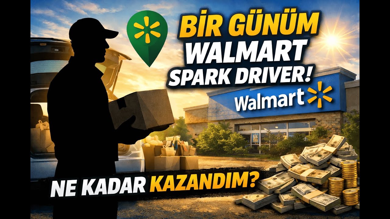 Amerika'da Walmart Spark Driver ile bir günlük kazanç. Teslimat ile ne kadar kazandım? #amerika