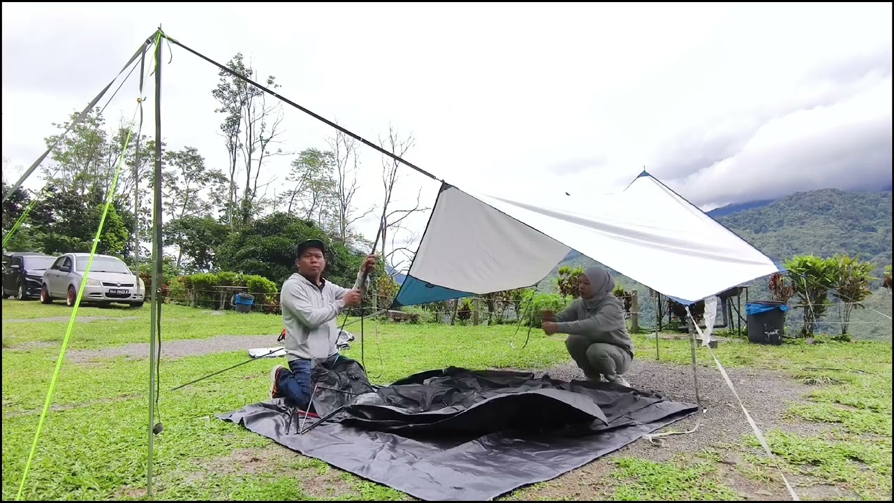 quechua mh100 fresh & black +  quechua tarp L + flysheet extension rope