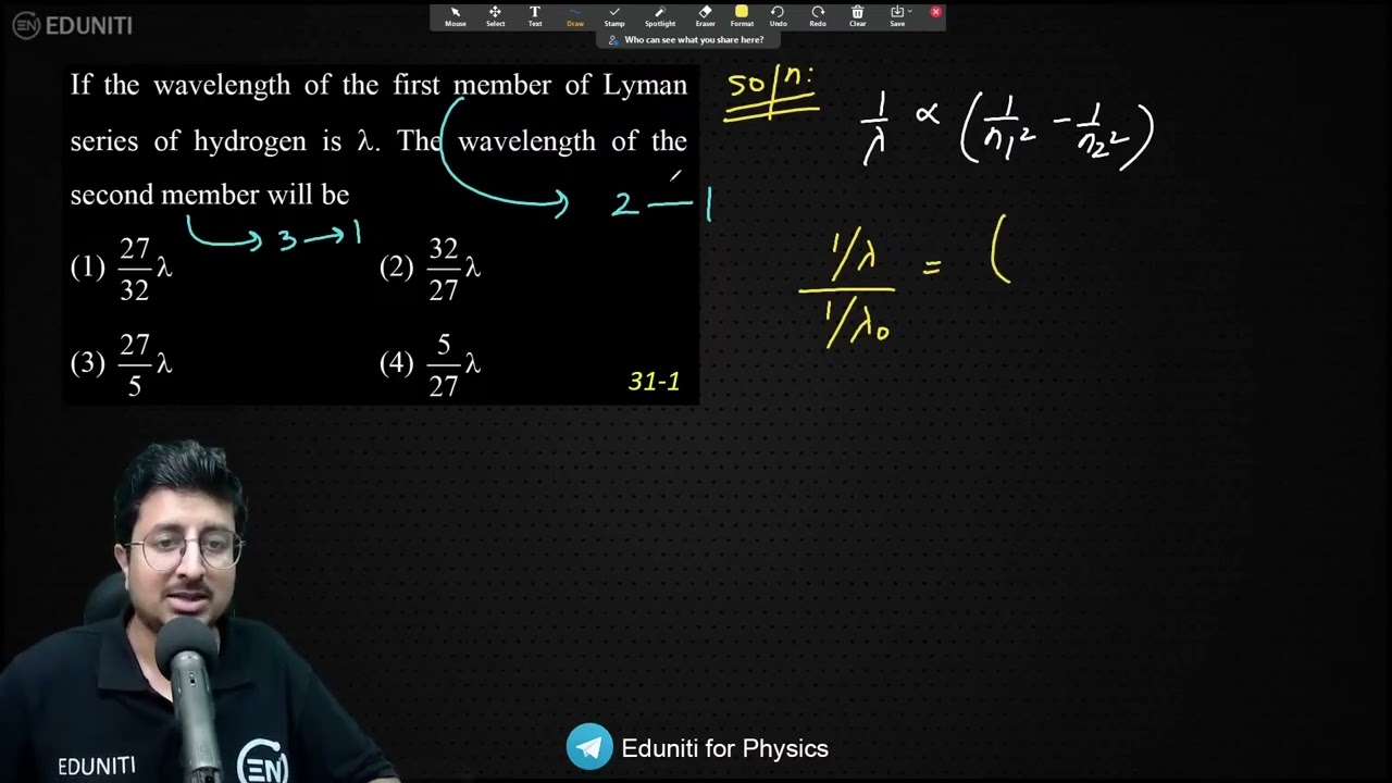 If the wavelength of the first member of Lyman series of hydrogen is  &lambda; .  The wavelength of the