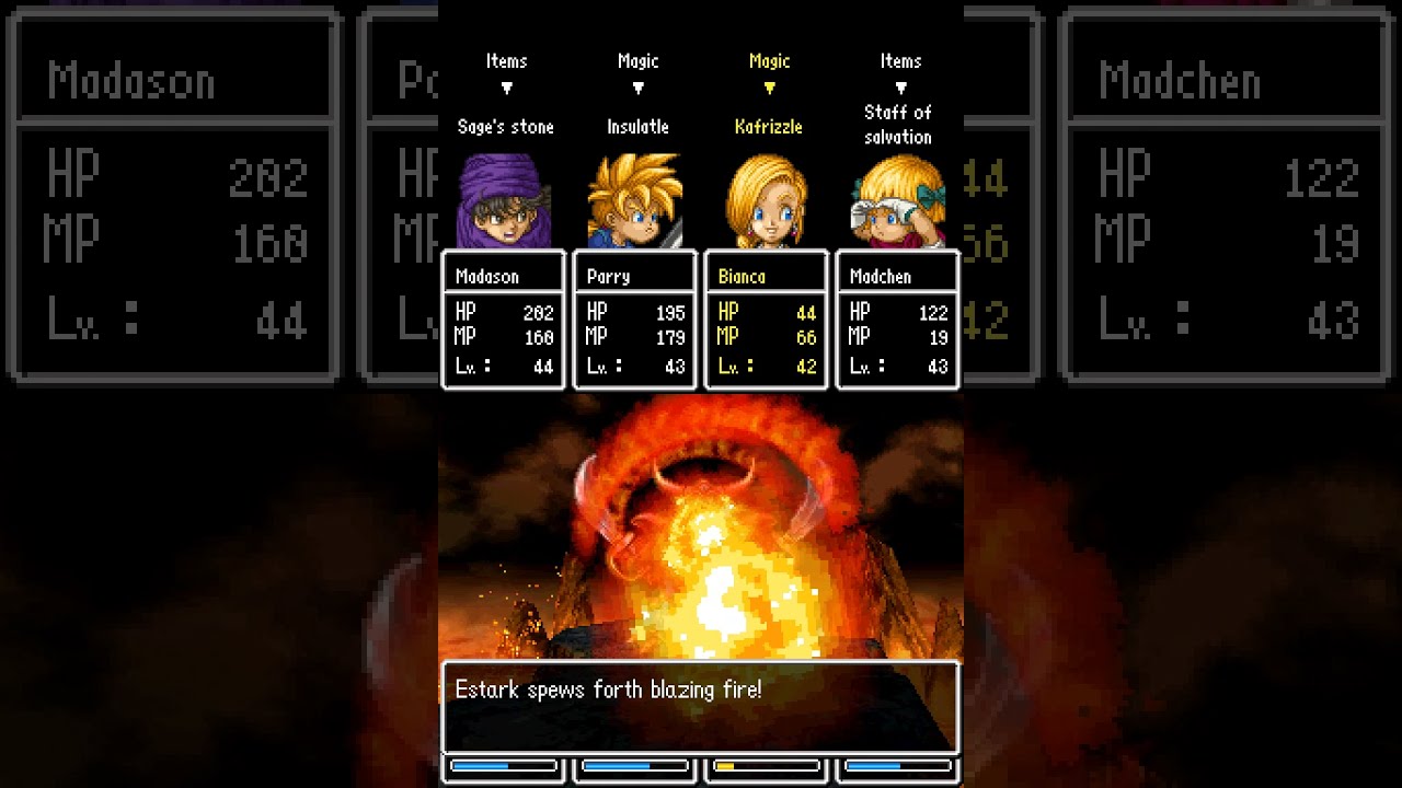 DRAGON QUEST V [Fight] #45 Defeat ESTARK with Bianca and Kids.