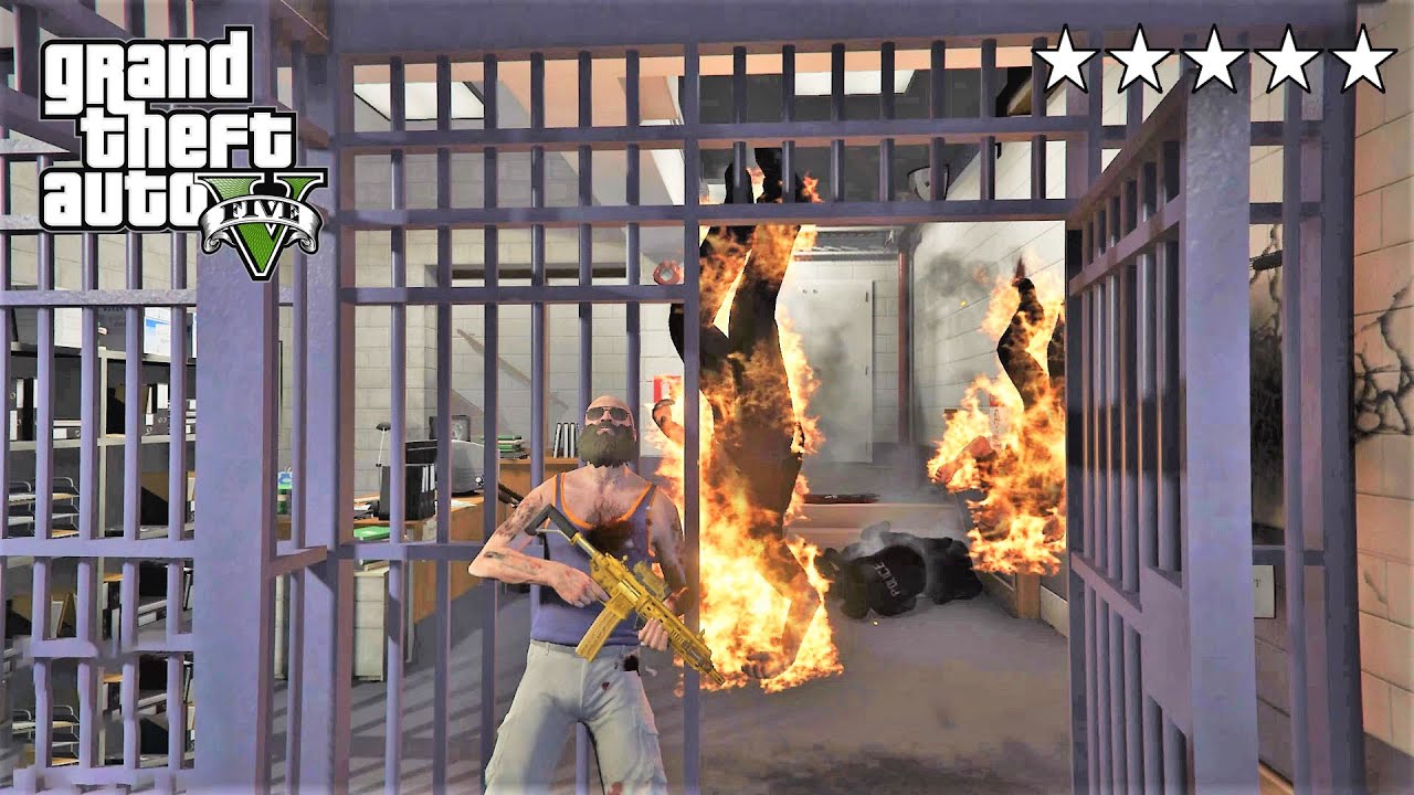 GTA 5 - TREVOR’S FIVE STAR COP BATTLE AT THE POLICE STATION! (GTA V Funny Moment)