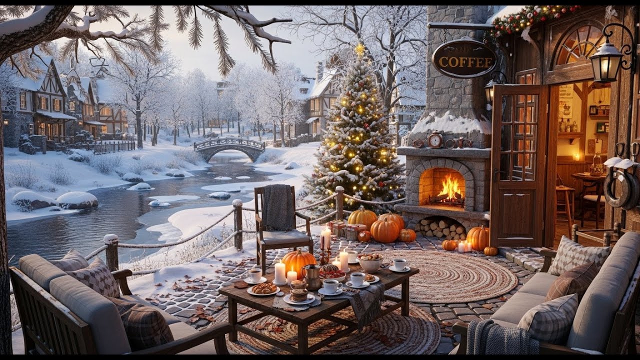 Relaxing Jazz Background Music ❄ Warm Winter Coffee Shop Ambience for Work and Study