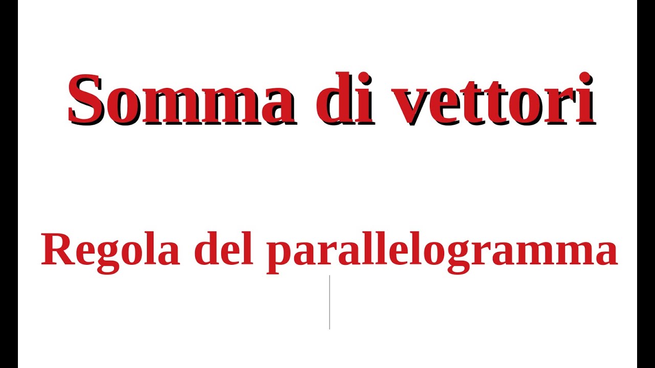 La somma di vettori: regola del parallelogramma