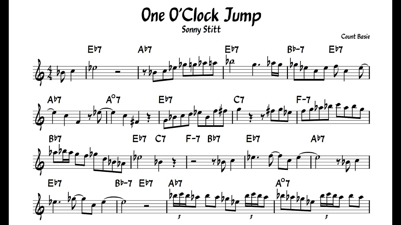 A MASTERCLASS ON HOW TO PLAY BEBOP AND BLUES - One O'clock Jump - Bb - Sonny Stitt Transcription